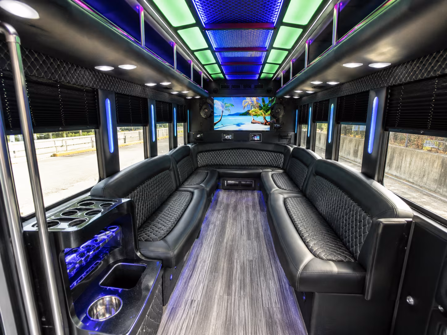 sterling heights 18 passenger party bus inside