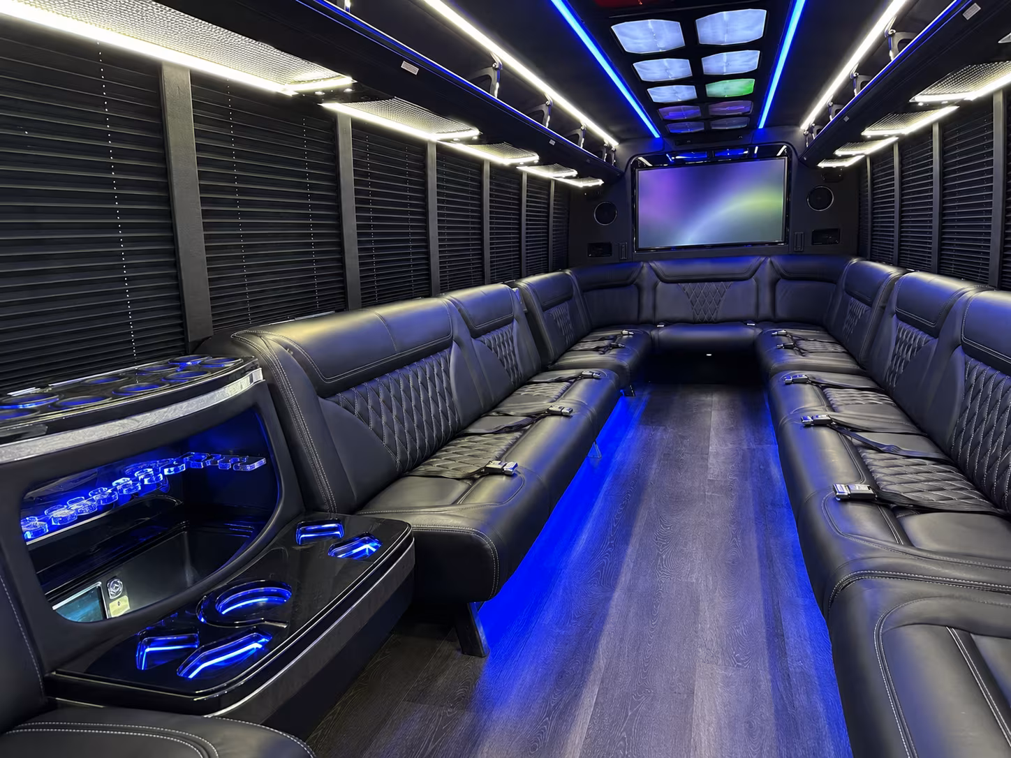 sterling heights 20 passenger party bus inside