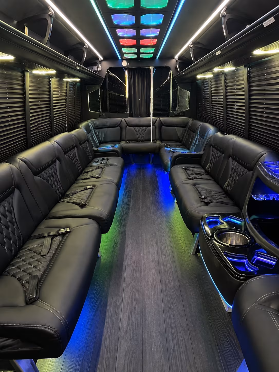 sterling heights 20 passenger party bus interior