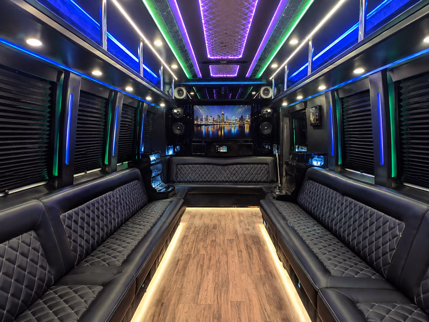 sterling heights 25 passenger party bus interior