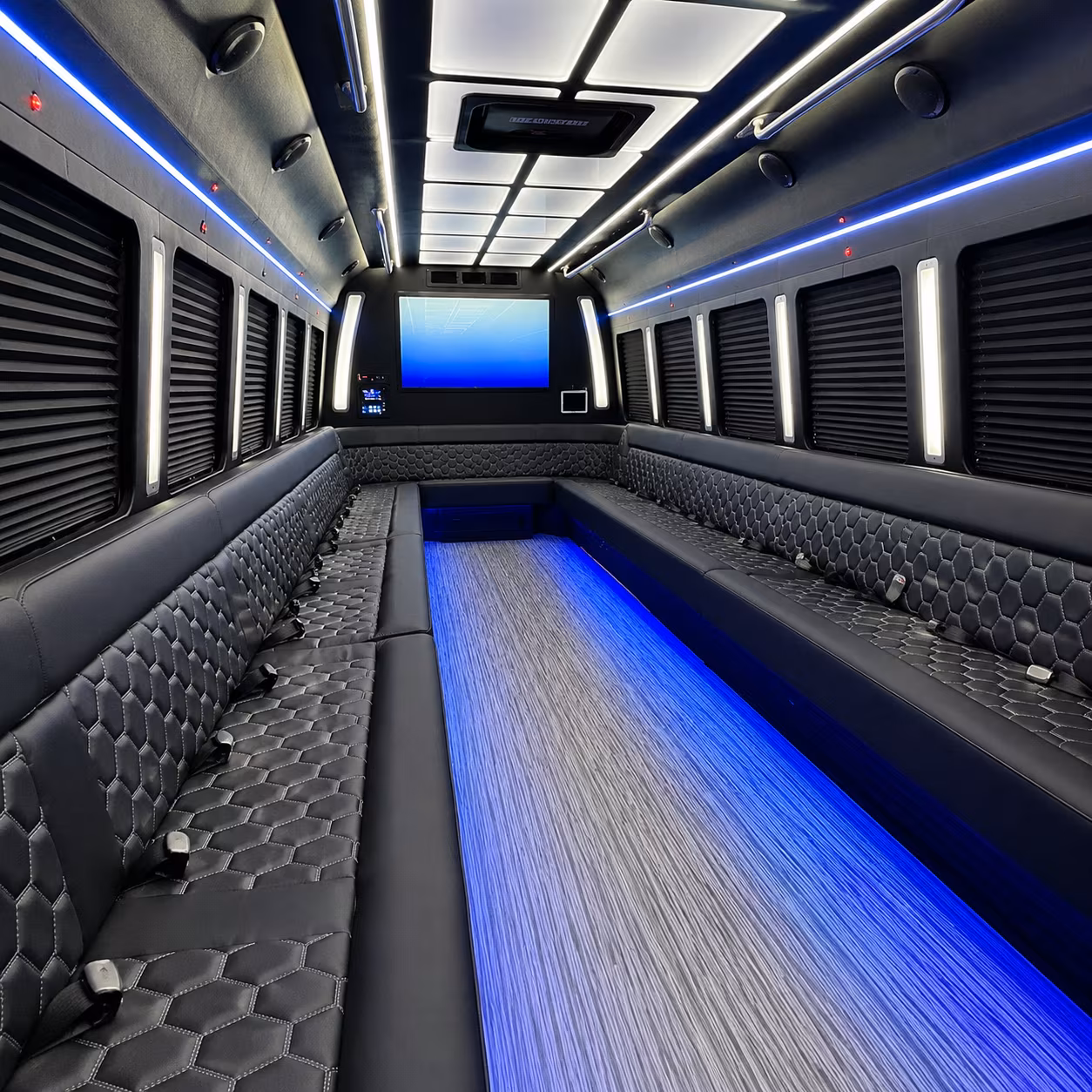 sterling heights 50 passenger party bus inside