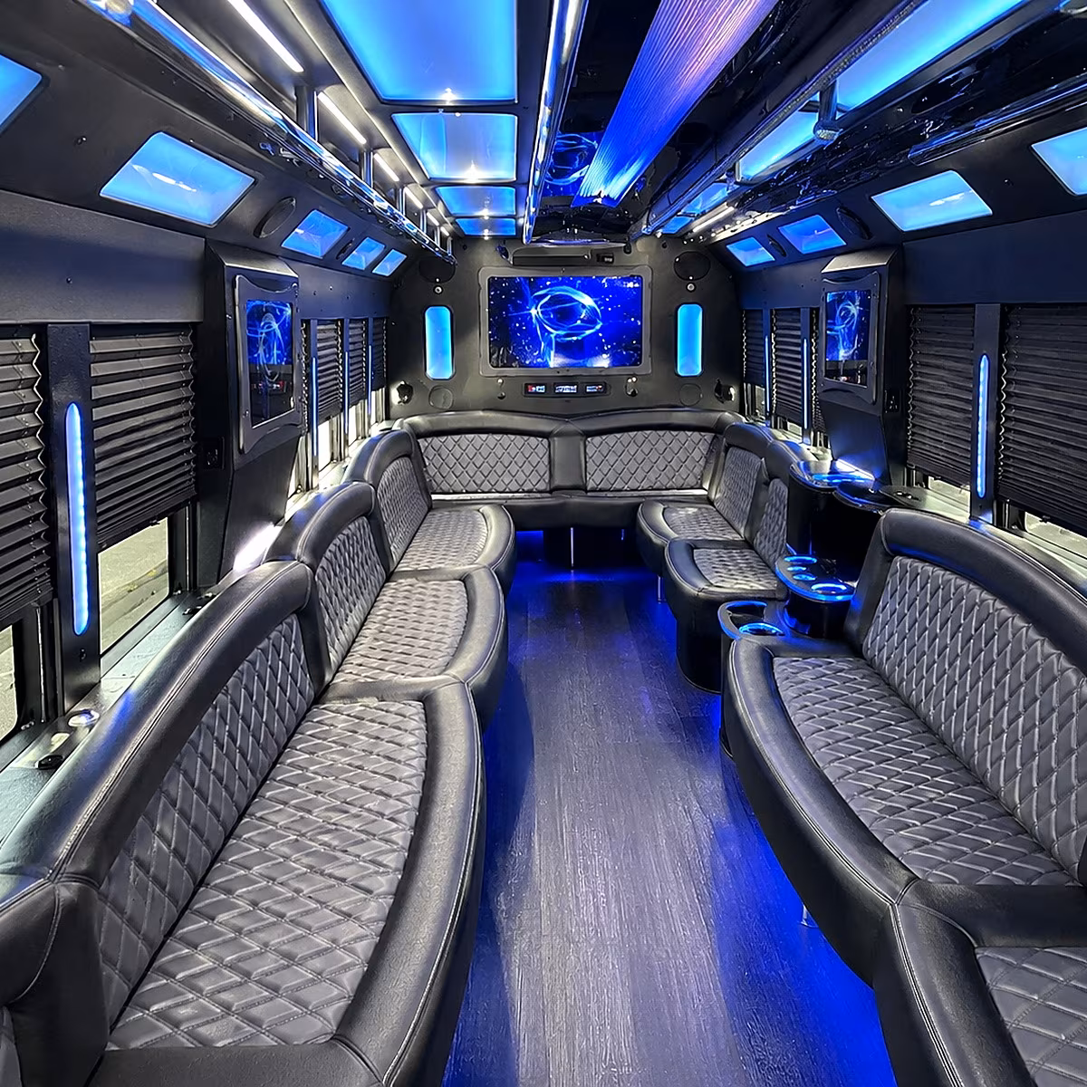 sterling heights 50 passenger party bus interior